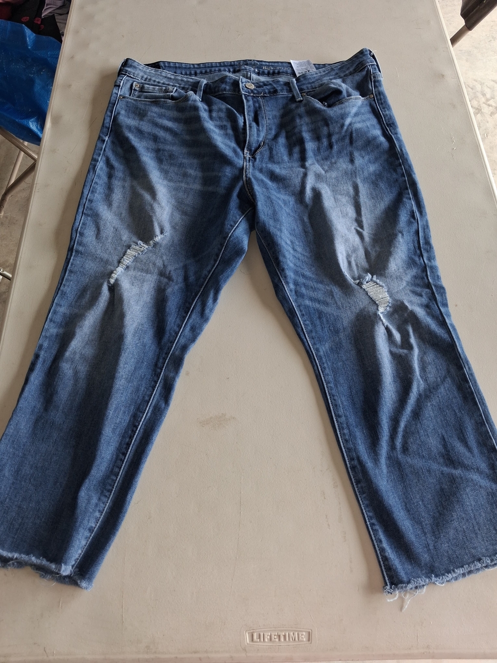 Women's Distressed Blue Denim Jeans